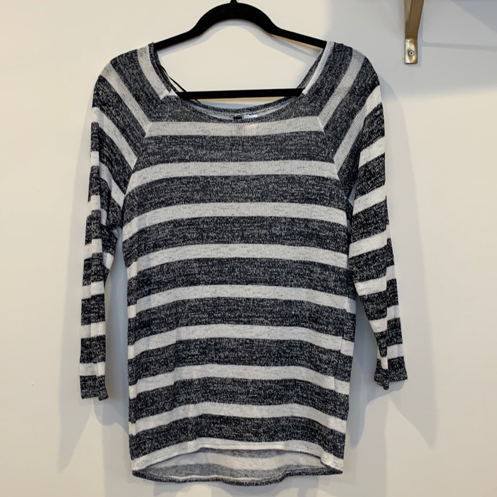 Striped navy and white pull over